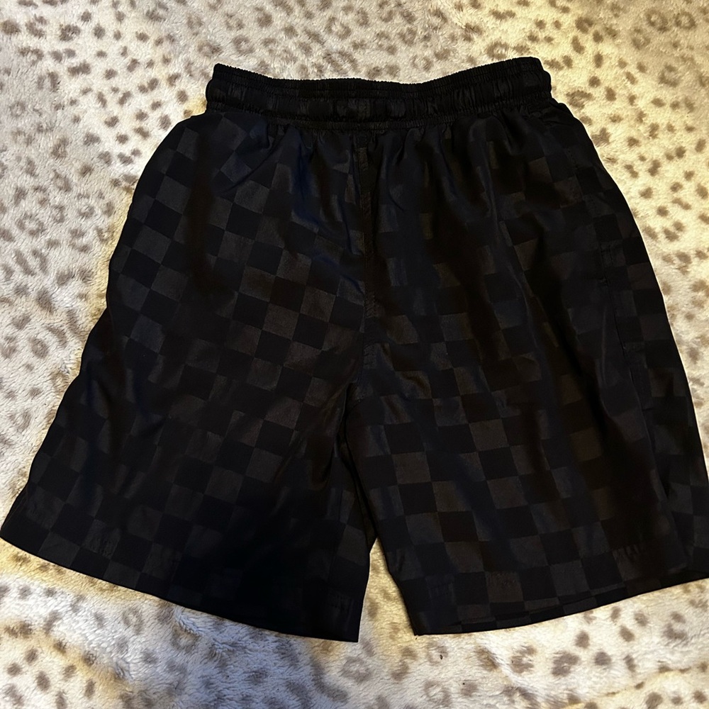 Men's Black Checkered Shorts